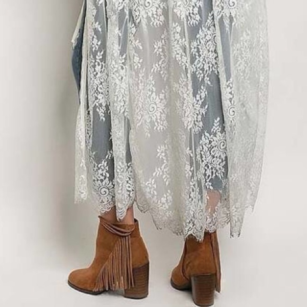 💧LAST/1M💧Lace Duster Cardigan With Ruffle - Picture 4 of 8